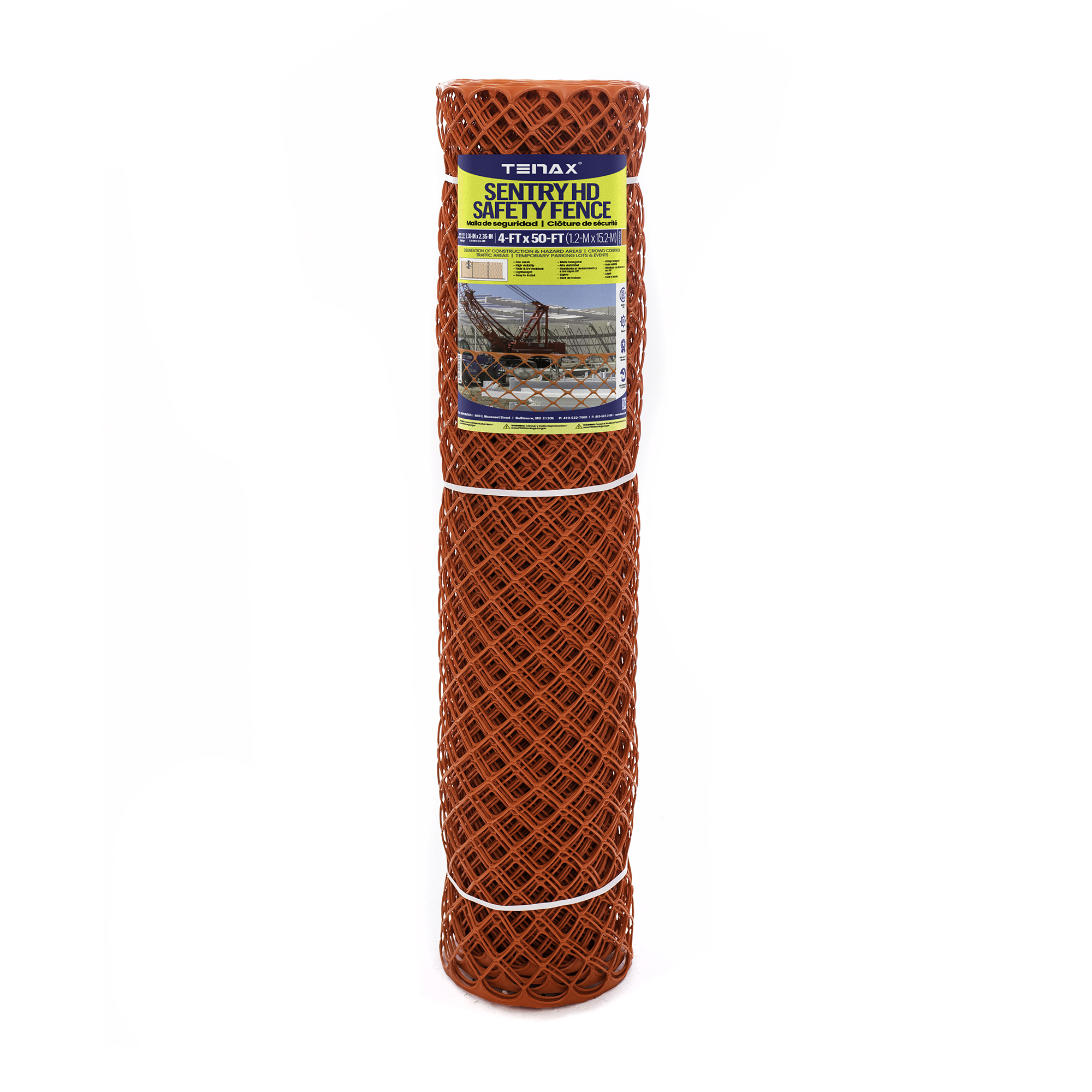 Tenax Sentry HD Diamond Safety Fence — 4ft. x 50ft., Heavy-Duty, Orange, High-Density Polyethylene, 274-Lb. Breaking Load, Model# 64312204